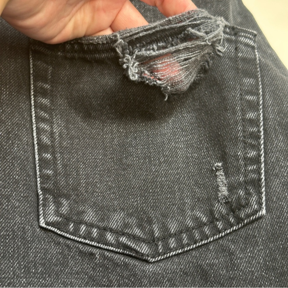 Anthropologie Pilcro Destroyed Denim Mini Skirt Black Size 8 - Picture 6 of 12